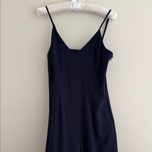 Navy Jumpsuit ruffle legs